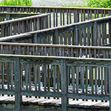 Lake dock with railings